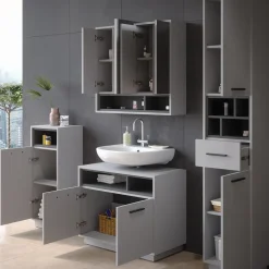 Badmöbel-Set Beatrice Grau 4 Teile Vicco