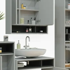 Badmöbel-Set Beatrice Grau 4 Teile Vicco