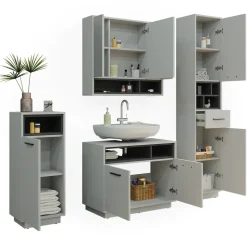Badmöbel-Set Beatrice Grau 4 Teile Vicco