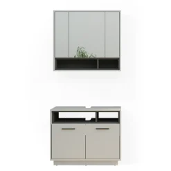 Badmöbel-Set Beatrice Grau 2 Teile Vicco