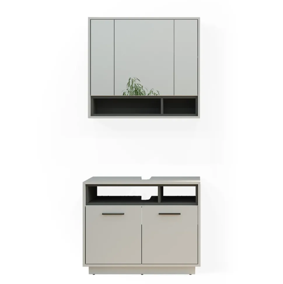 Badmöbel-Set Beatrice Grau 2 Teile Vicco