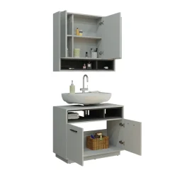 Badmöbel-Set Beatrice Grau 2 Teile Vicco
