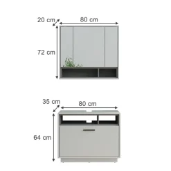Badmöbel-Set Beatrice Grau/Anthrazit 2 Teile Vicco