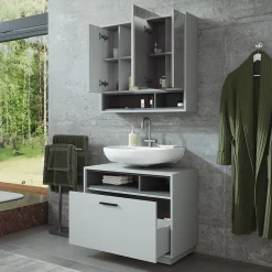 Badmöbel-Set Beatrice Grau/Anthrazit 2 Teile Vicco