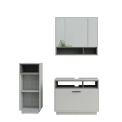 Badmöbel-Set Beatrice Grau/Anthrazit 3 Teile mit Midischrank Vicco