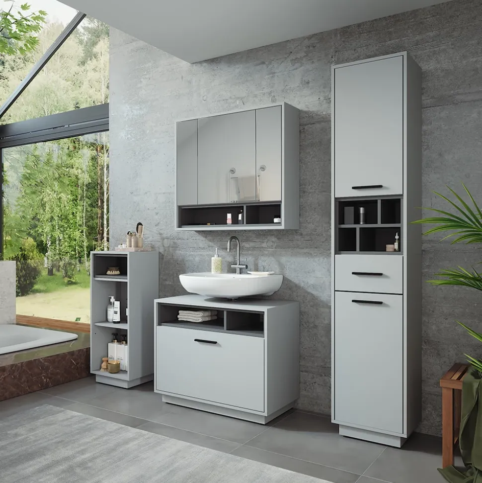 Badmöbel-Set Beatrice Grau/Anthrazit Set 4 Vicco