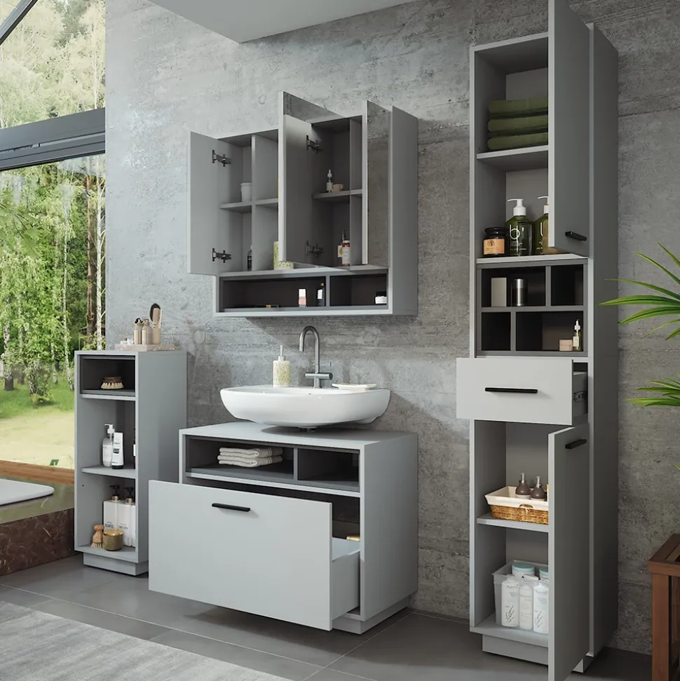 Badmöbel-Set Beatrice Grau/Anthrazit Set 4 Vicco