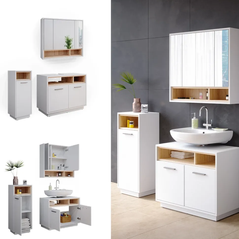 Badmöbel-Set Beatrice Weiß 3 Teile Vicco