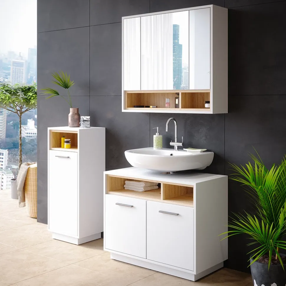 Badmöbel-Set Beatrice Weiß 3 Teile Vicco