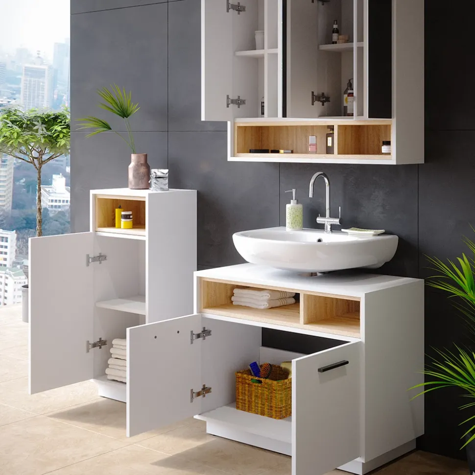 Badmöbel-Set Beatrice Weiß 3 Teile Vicco