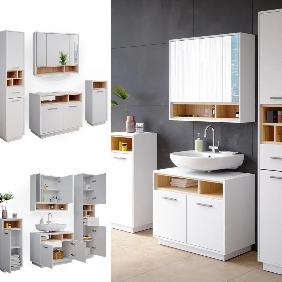 Badmöbel-Set Beatrice Weiß 4 Teile Vicco