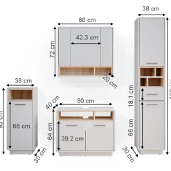 Badmöbel-Set Beatrice Weiß 4 Teile Vicco