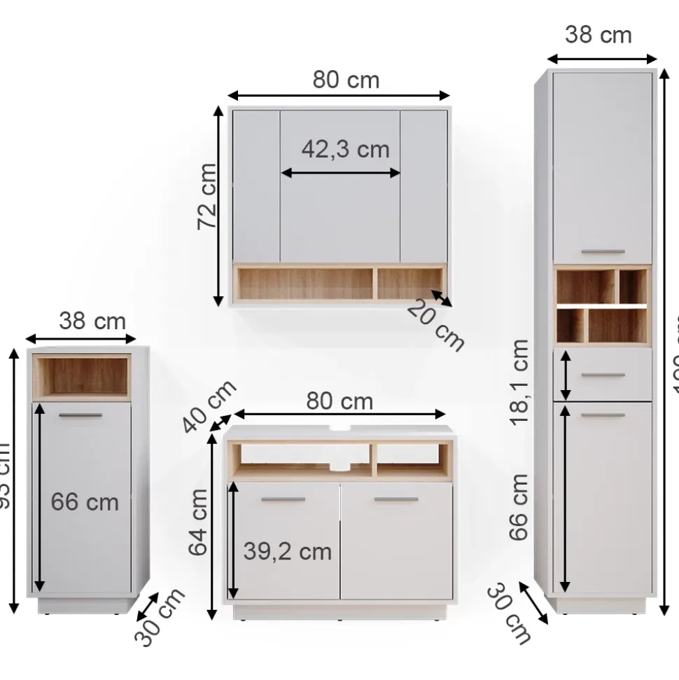 Badmöbel-Set Beatrice Weiß 4 Teile Vicco