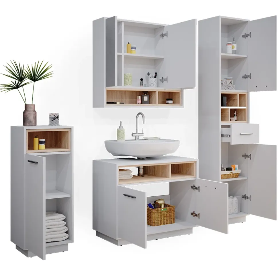 Badmöbel-Set Beatrice Weiß 4 Teile Vicco