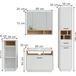 Badmöbel-Set Beatrice Weiß/Sonoma Set 4 Vicco