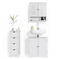 Badmöbel-Set Bianco Weiß 3 Teile Vicco