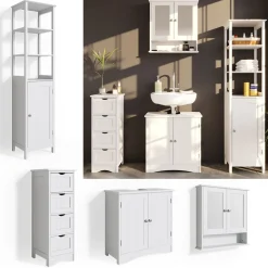 Badmöbel-Set Bianco Weiß 4 Teile Vicco