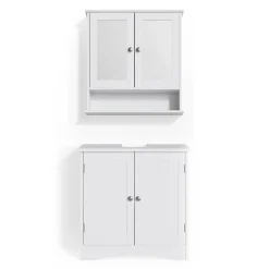 Badmöbel-Set Bianco Weiß 2 Teile Vicco