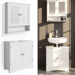 Badmöbel-Set Bianco Weiß 2 Teile Vicco