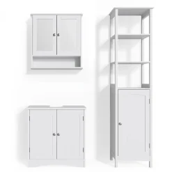 Badmöbel-Set Bianco Weiß 3 Teile, mit Hochschrank Vicco