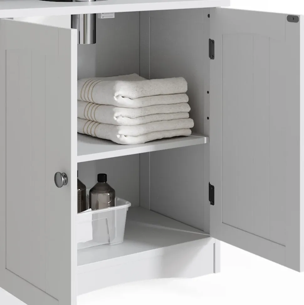 Badmöbel-Set Bianco Weiß 3 Teile, mit Hochschrank Vicco