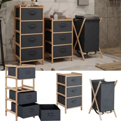 Badmöbel-Set Bruno Grau 3 Teile Vicco