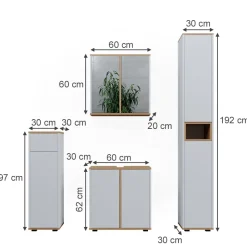 Badmöbel-Set Didi Weiß/Artisan 4 Teile, mit Hochschrank und Midischrank mit Schubladen Vicco
