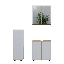 Badmöbel-Set Didi Weiß/Artisan 3 Teile, Midischrank mit mit Schubladen 60 cm Vicco