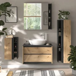 Badmöbel-Set Edelin Anthrazit/Artisan 4 Teile Vicco