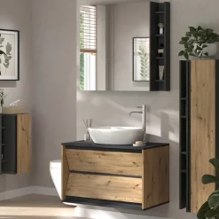 Badmöbel-Set Edelin Anthrazit/Artisan 4 Teile Vicco