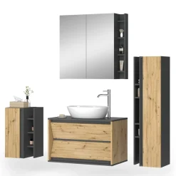 Badmöbel-Set Edelin Anthrazit/Artisan 4 Teile Vicco