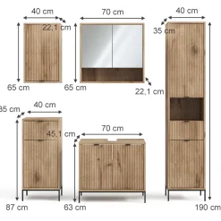 Badmöbel-Set Eliza Viking Oak 5 Teile Vicco
