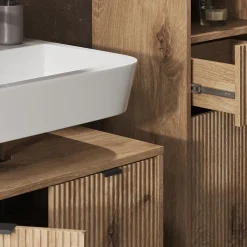 Badmöbel-Set Eliza Viking Oak 3 Teile, mit Hochschrank Vicco