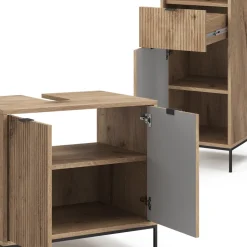 Badmöbel-Set Eliza Viking Oak 3 Teile, mit Hochschrank Vicco