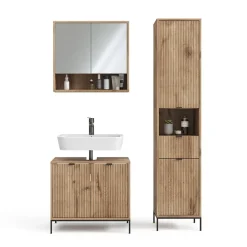 Badmöbel-Set Eliza Viking Oak 3 Teile, mit Hochschrank Vicco