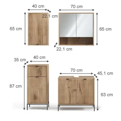Badmöbel-Set Eliza Viking Oak 4 Teile Vicco