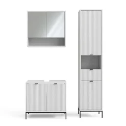 Badmöbel-Set Eliza Weiß 3 Teile, mit Hochschrank Vicco