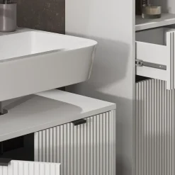 Badmöbel-Set Eliza Weiß 3 Teile, mit Hochschrank Vicco