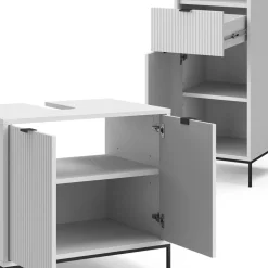 Badmöbel-Set Eliza Weiß 3 Teile, mit Hochschrank Vicco