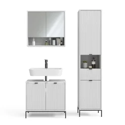 Badmöbel-Set Eliza Weiß 3 Teile, mit Hochschrank Vicco