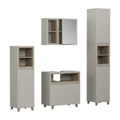 Badmöbel-Set Elnor Greige 4 Teile Vicco