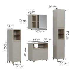 Badmöbel-Set Elnor Greige 4 Teile Vicco