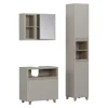 Badmöbel-Set Elnor Greige 3 Teile mit Hochschrank Vicco