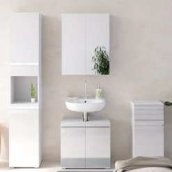 Badmöbel-Set Fredd Weiß Hochglanz 4 Teile Vicco