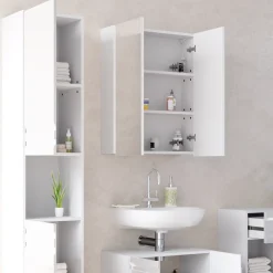 Badmöbel-Set Fredd Weiß Hochglanz 4 Teile Vicco