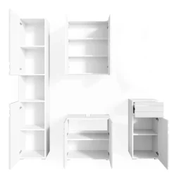 Badmöbel-Set Fredd Weiß Hochglanz 4 Teile Vicco