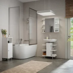 Badmöbel-Set Fynn Weiß 3 Teile, mit Midischrank Vicco