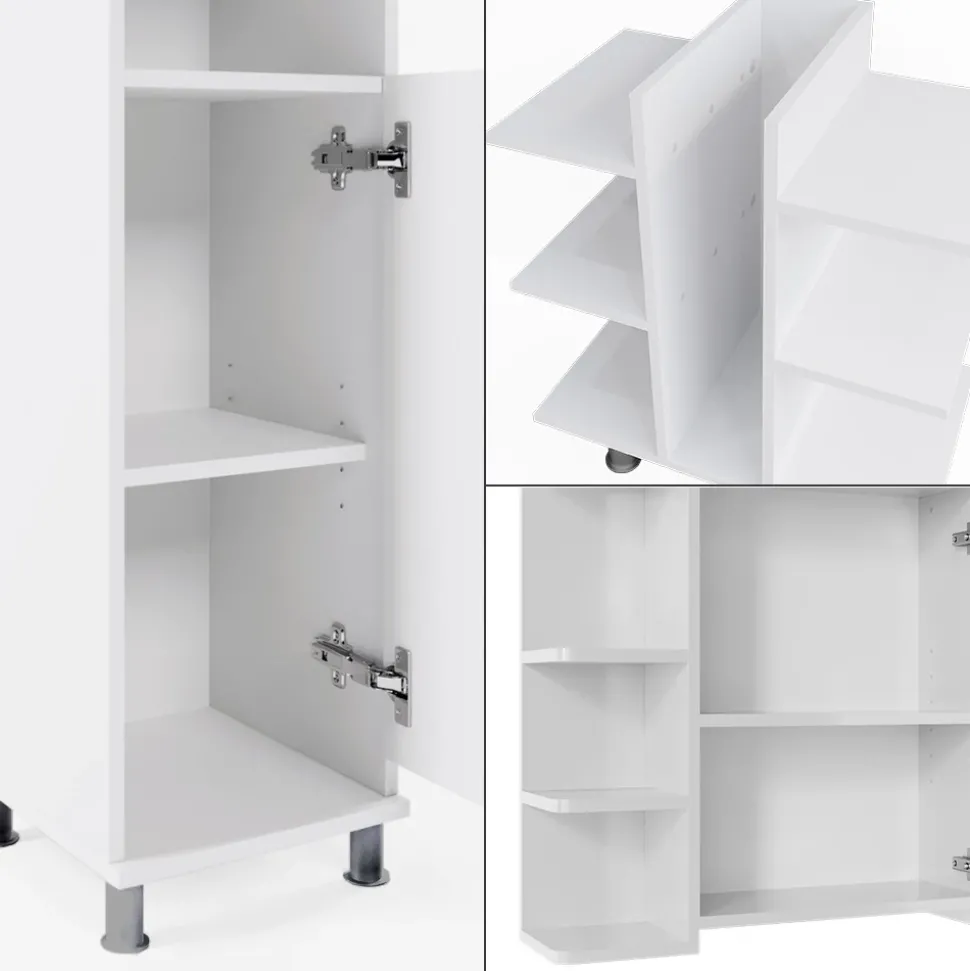 Badmöbel-Set Fynn Weiß 3 Teile, mit Midischrank Vicco