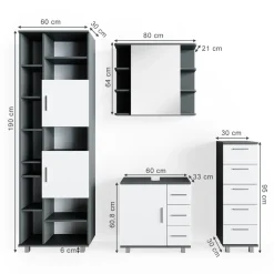 Badmöbel-Set Ilias Anthrazit 4 Teile Vicco