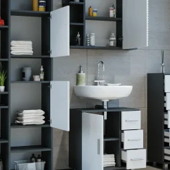 Badmöbel-Set Ilias Anthrazit 4 Teile Vicco